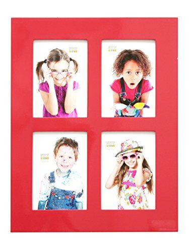Deknudt Frames S66WK4-P4-10.0X15.0 - Cornice portafoto Laccata, a 4 vani, 40,6 x 30,6 x 2,3 cm, Colore Rosso