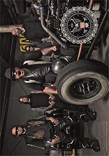 Heart Rock Bandiera Originale 5 Finger Death Punch Band Photo, Tessuto, Multicolore, 110x75x0.1 cm