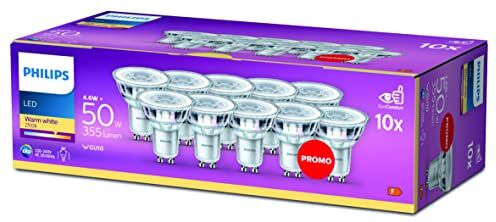 Philips LED, Faretti, 10 Pz, Equivalente A 50W, Attacco GU10, Luce Bianca Calda