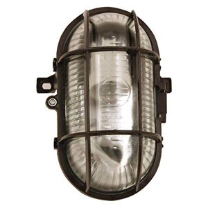 VELAMP Lampada Turtle-N Applique a Parete/plafoniera Ovale. in plastica + Vetro E27 Max 60W. Compatibile LED IP44: per Interno o Esterno. per Balconi, Garage, Veranda, Nero