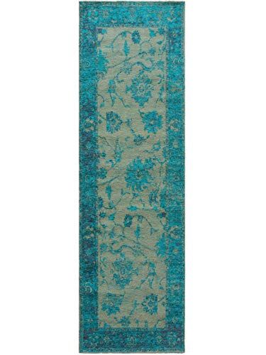 benuta TRENDS Tappeto per corridoio Frencie turchese, 80 x 250 cm