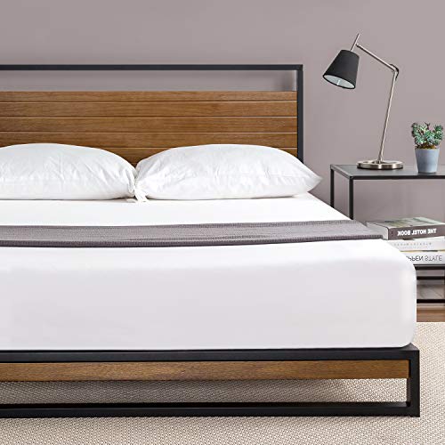 Zinus Suzanne - Letto con testiera in Metallo e Legno, 140x190cm