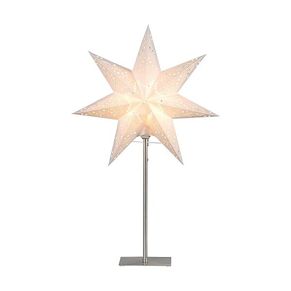 eglo lampada da terra con stella di natale, decorazione a forma di stella illuminata in carta con base in metallo, stella luminosa 3d in piedi in bianco con cavo, e14 (410309)
