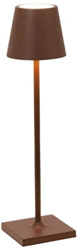 Zafferano, Lampada Poldina Micro, Lampada da Tavolo Ricaricabile e Senza Fili con Controllo Touch, Adatta per Salotto ed Esterni, Dimmer, 2200-3000 K, Altezza 27,5 cm, Colore Corten