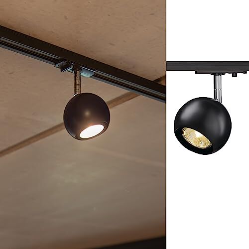 SLV monofase Light Eye, Spot LED, faretto, Lampada a soffitto, Sistema a binari, Illuminazione da Interno / GU10, Occhio di Luce QPAR51 50W Nero