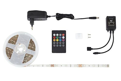 Briloner Leuchten LED Band 3m con sensore Musica, Plastica, 18W, Bianco, 300x 1x 0.3cm