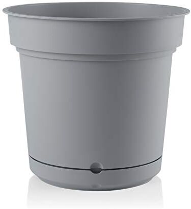 Teraplast Hydral Diametro 58cm - Vaso Da Esterno E Da Interno In Plastica Opaca, Colore Grigio Nebbia, 100% Riciclabile Con Riserva D'Acqua. Fioriera Da Interno E Da Esterno