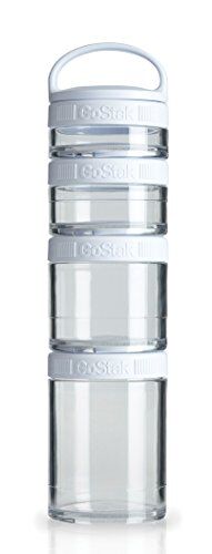BlenderBottle Gostak Starter 4pak Contenitori per Trasportare Proteine, Prodotti in Polvere E Vitamine, Bianco