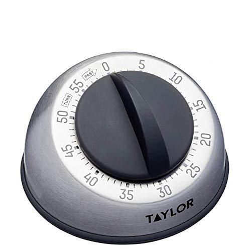 Taylor Pro Wind Up Kitchen Timer (60 Minute), Stainless Steel, Acciaio inossidabile