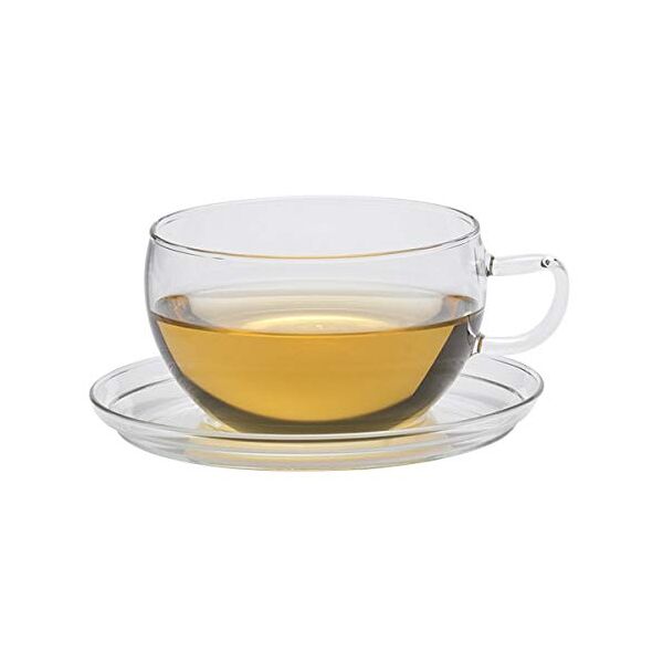 trendglas jena - tazza da tè jumbo in vetro borosilicato con piattino in vetro, 0,4 l