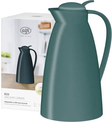 alfi ECO 1,0l, sea pine mat,caraffa thermos con igienico inserto in vetro temprato in plastica, chiusura a vite con pulsante, usabile con una sola mano, ottima come caraffa da caffè e da tè,senza BPA