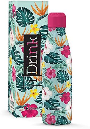 IDRINK I-Drink - Borraccia Termica in Acciaio 350/500/750/1000 ML (750 ML, Tropical)