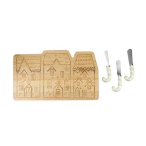 Kitchen Craft KCXMNUTCHS3PC - Set di 4 pezzi per formaggio in bambù, in confezione regalo, in ceramica, marrone