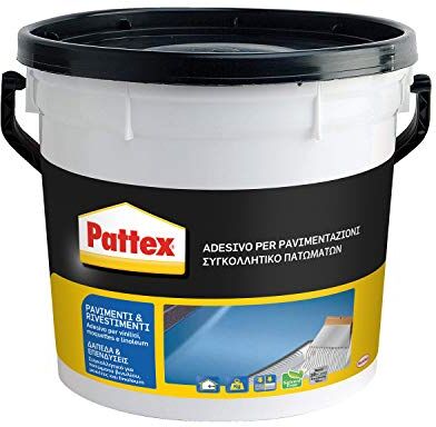 Pattex Pavimenti e Rivestimenti Colla per rivestimenti a presa rapida, Colla per tessuti, moquette, linoleum, PVC, gomma, sughero, Colla per pavimenti e pareti, secchio 5kg