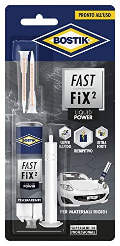 Bostik Fast Fix2 Liquid Power colle bicomponenti super forte e rapida, pronta all'uso, per materiali rigidi 10g trasparente