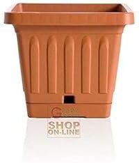 Bama Bama Vaso Quadrato Vaso Di Terra Con Self Waterer Piattino, Terracotta, 30 X 30 Cm - 500 g