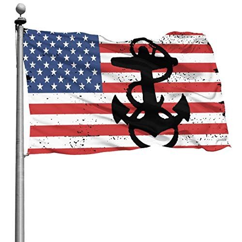 Milunia Yard Bandiere,Bandiere Artistiche,Giardino Bandiere,Bandiere da Giardino All'Aperto della Bandiera Americana del Sottufficiale Capo della Marina degli Stati Uniti 3X5Ft Bandiera Dimostrativa Band