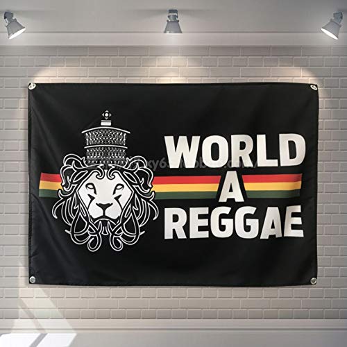 SSJIA Pride Flag Halloween Lion Flag Banner Giamaica Bob Marley Music Rock Band Decorazione per la casa Bandiera sospesa 4 Gromments in Corners 3 * 5FT, 2 x 3FT (60 x 90cm)