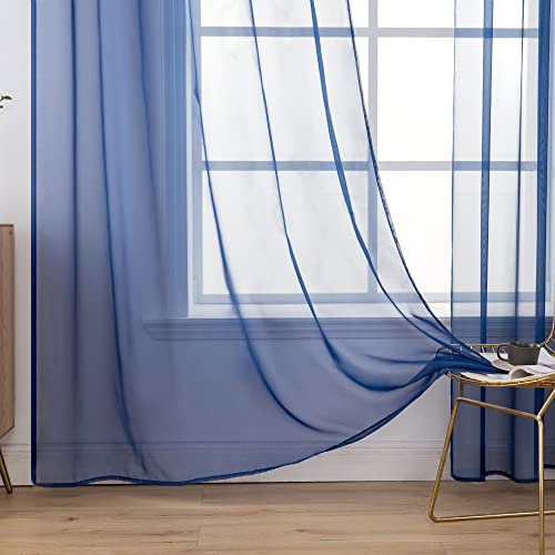 MIULEE Tende Trasparenti Con Passanti Morbidi Finestre per Salotto Eleganti Soggiorno per Camera da Letto e Tende Cameretta Bambini 2 Pannelli 140x260cm Blu