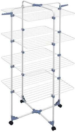 Gimi Modular 4 Stendibiancheria Da Pavimento, Stendino A Torre, Verticale, Con Ruote, Acciaio, Bianco