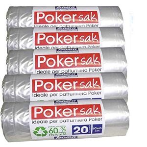 bama poker sak, Sacchetti Pattumiera, 65x54 cm, 5 Confezioni da 20 Sacchi