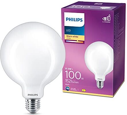 Philips LED Lampadina Globo, 10.5 W, E27, Luce Bianca Calda