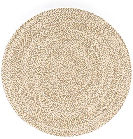 Paco Home Tappeto Salotto Rotondo Iuta Motivo Boho Etnico Moderno Fatto A Mano Naturale, Dimensione:80 cm Tondo, Colore:Beige