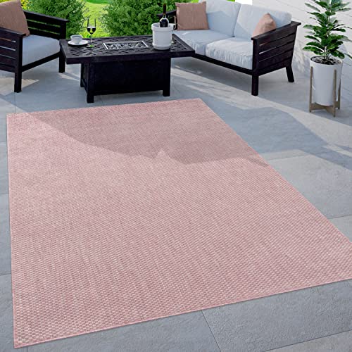 Paco Home Tappeto per Esterno Balcone Terrazza Tappeto Cucina Monocolore mélange, Dimensione:80x250 cm, Colore:Pink