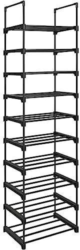 SONGMICS Scarpiera a 10 Ripiani Grande, Scaffale Portascarpe in Metallo, Fai da Te, Scaffale Salvaspazio e Versatile per Ingresso Soggiorno Camera da Letto Cucina, 45 x 30 x 174 cm, Nero LSA25BK