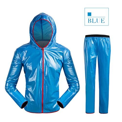 ZHANGGUOHUA-zheyangwang ZHANGGUOHUA Esterno Giro Raincoat Pioggia Pantaloni Split Outfit Uomo Biciclette e Donne Adulti Studente Sezione Sottile Antipioggia Coat (Color : Blue, Size : XXL)