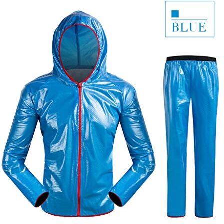 ZHANGGUOHUA-zheyangwang ZHANGGUOHUA Esterno Giro Raincoat Pioggia Pantaloni Split Outfit Uomo Biciclette e Donne Adulti Studente Sezione Sottile Antipioggia Coat (Color : Blue, Size : XXL)