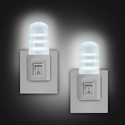 EXTRASTAR Luce Notturna LED, [2 Pezzi] Interruttore retrò Luce Notturna, Luce fredda, Plug-And-Play, Luce Notturna da Presa per Camerette, Soggiorno, Corridoio, Bagno, Cucina, Scale