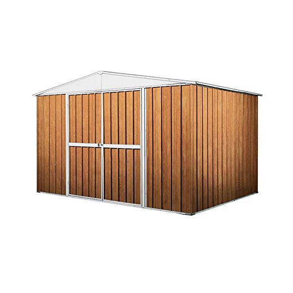 notek box in acciaio zincato casetta da giardino in lamiera 3.60 x 1.75 m x h2.15 m - 110 kg – 6,30 metri quadri (finitura legno)