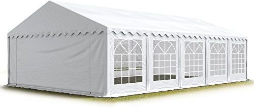 TOOLPORT Tendone per Feste 5x10 m PVC Bianco 100% Impermeabile Gazebo da Giardino Tendone da Esterno Tenda Party