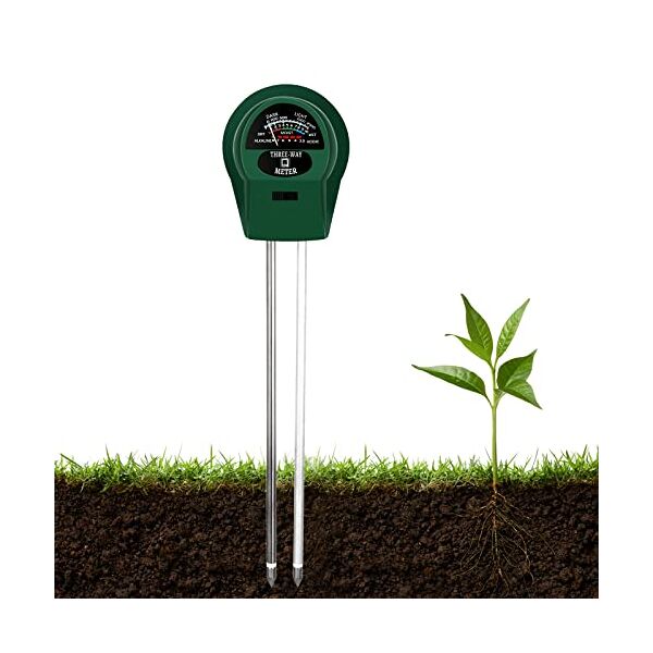 ukofew 3 in 1 misuratore del suolo doppia sonda, soil tester giardinaggio igrometro, sensore umidità/misuratore ph terreno/illuminazione per giardinaggio, agricoltura, piante da interno ed esterno