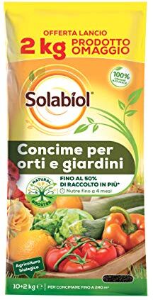 SOLABIOL 86600056 Concime Granulare Biologico Orti e Giardini con Tecnologia Natural Booster, Marrone, 12 kg