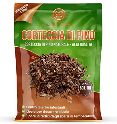 eacommerce Corteccia di Pino Naturale Alta qualità 60 Litri per Decorazione Giardino Tratturi Sentieri (Granulometria 15-25 mm)