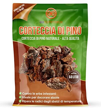 eacommerce Corteccia di Pino Naturale Alta qualità 60 Litri per Decorazione Giardino Tratturi Sentieri (Granulometria 25-40 mm)