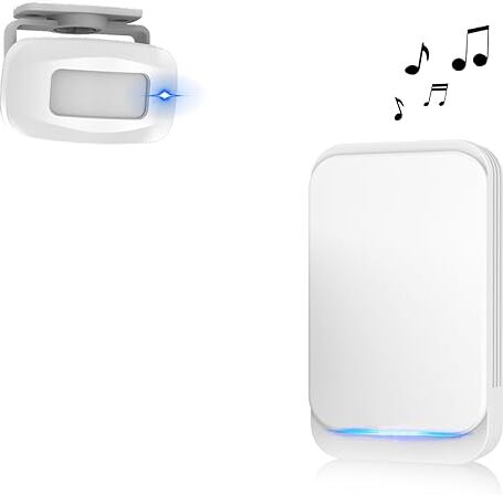 Aktivstar Sensore di movimento con suono allarme per ingressi/sensore di movimento per casa e negozio, campanello wireless per porta, allarme di sicurezza, rilevatore di presenza, portatile…