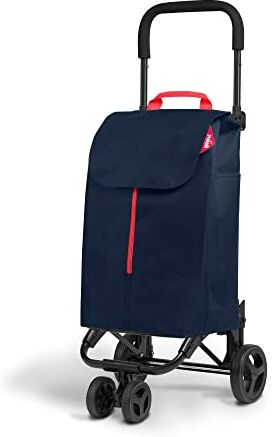 GIMI 102716 Carello Spesa New Twin 4 Ruote, sacca In Poliestere Con Chiusura A Coulisse, Permettono Un Facile Trasporto, Blu