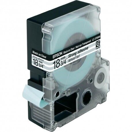 Italy's Cartridge nastro lc-5tbw9 18mmx9mt trasparente compatibile per  epson lw300 lw400 lw600 lw700 lw900 c53s626409 nero su trasparente