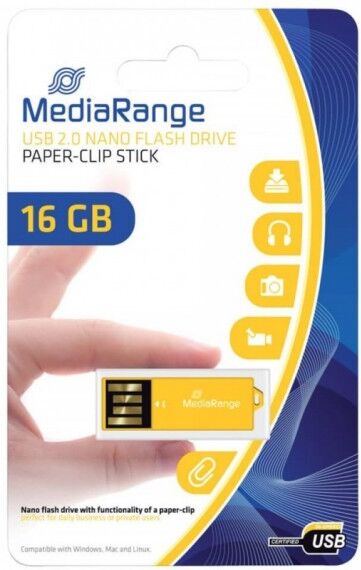 chiavetta usb 2.0 nano - 16 gb media range giallo mr976