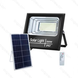 Aigostar faro led con pannello solare mod1 200w 1900 lumen 6500k luce fredda ip67 misura l345*h300*w80mm policristallino batteria 12 ore