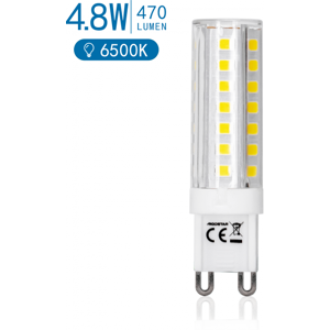 lampadina led g9 4.8w 470 lumen 6500k luce fredda l60w16h16mm angolo 360 gradi equivale a 40w incadescenza - aigostar