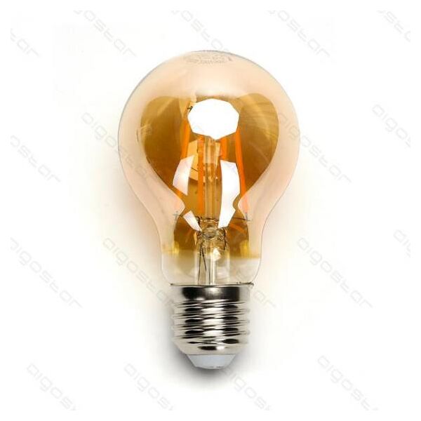 italy's cartridge lampadina led filamento ambrata a60 6w attacco e27 580 lumen 2200k luce calda d60h105mm angolo 360 equivale 47w incadescenza