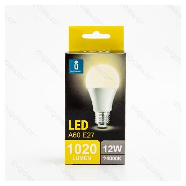 aigostar lampadina led a5 a60 12w attacco e27 1020 lumen color box 4000k luce naturale misura d60h109mm equivale 100w incandescenza