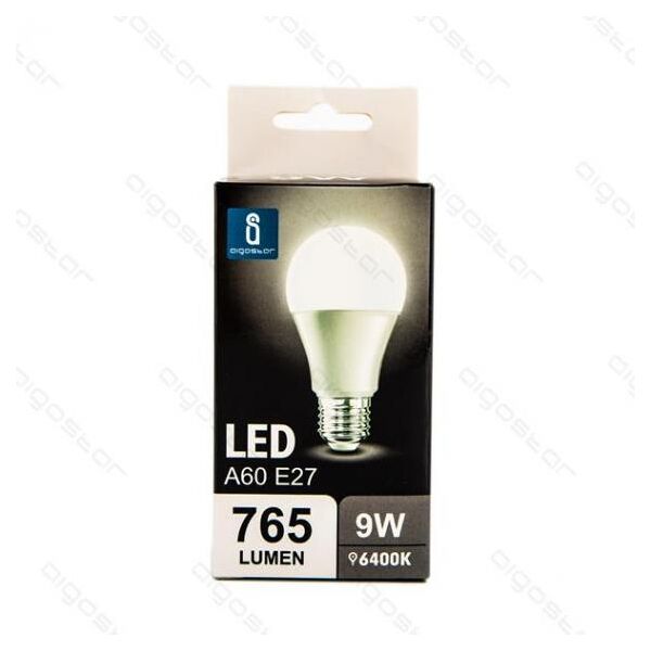 aigostar lampadina led a5 a60 9w attacco e27 765 lumen color box 6400k luce fredda misura d60h109mm equivale 75w incandescenza