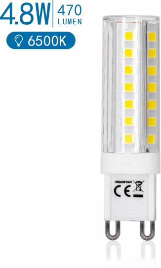 lampadina led g9 4.8w 470 lumen 6500k luce fredda l60w16h16mm angolo 360 gradi equivale a 40w incadescenza - aigostar