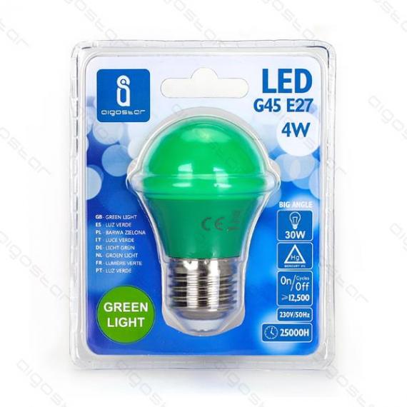 Italy's Cartridge lampadina led luce verde a5 g45 4w attacco e27 - grande angolo 230 misura d45h80mm equivalente a 30w ad incadescenza