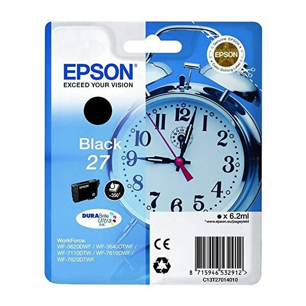 originale epson t2701 nera c13t27014012 per epson wf3620 wf3640 wf7110 wf7610 wf7620 27 6,2ml 350 pagine